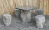 Product image 3 of the product “1 Set Table and 4 Stool. Made from Naturestone Riverstone. Table size 99 x 91 x 68cm, with 5cm thickness of the table. Stool Size approx. 45 x 34 x 45cm. ”